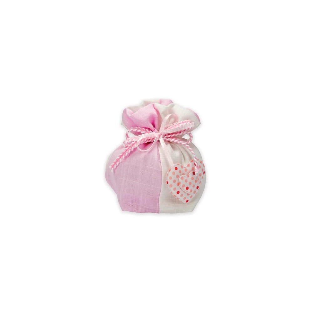 SACCHETTO BICOLOR CUORE POIS ROSA